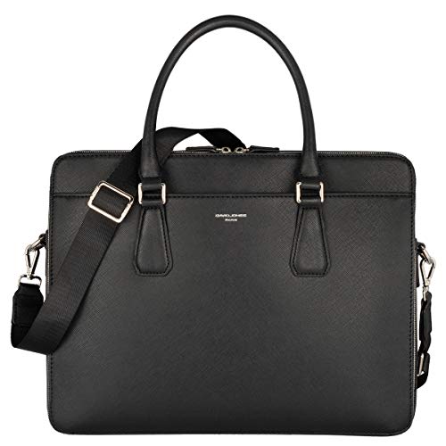 David Jones - Herren Aktentasche - Mann Business Tasche - 13 Zoll Laptoptasche Arbeitstasche - Saffiano PU Leder A4 Handtasche Schultertasche Umhängetasche - Briefcase Messenger Arbeit Büro - Schwarz von David Jones