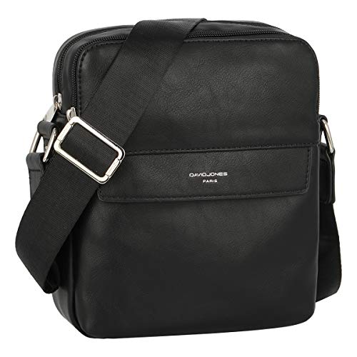 David Jones - Herren Umhängetasche PU Leder- Kleine Schultertasche Viele Fächer Taschen - Mann Messenger Crossbody Bag - Umhänge Handtasche Business City Arbeit Reise Elegant Täglichen - Schwarz von David Jones