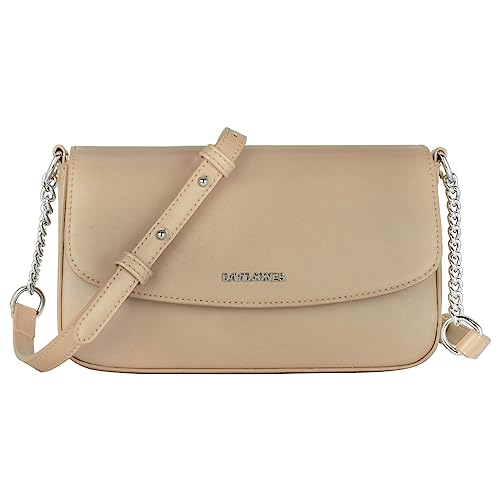 David Jones - Kleine Umhängetasche Damen - Crossbody Bag PU Leder - Frau Kette Schultertasche Rechteckige Tasche - Abendtasche Handy Handtasche Clutch Kettentasche - Elegant Reise Party - Beige von David Jones