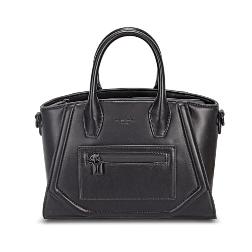 David Jones Paris – Handtasche Stadt Damen Pastell – Elegant und strukturiert aus Kunstleder – mittlere Größe – tragbar oder Schulter mit abnehmbarem Schultergurt, Schwarz von David Jones