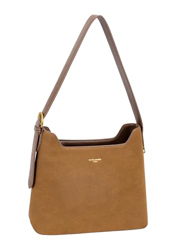 David Jones Paris – Schultertasche für Damen – Handtasche aus Kunstleder aus zwei Materialien – Größe M – verstellbarer Henkel – Stadt Chic Klassisch Elegant Arbeit Lauf, Cocoa Brown von David Jones
