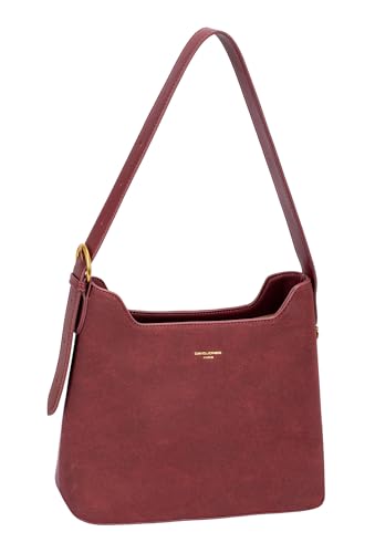 David Jones Paris – Schultertasche für Damen – Handtasche aus Kunstleder aus zwei Materialien – Größe M – verstellbarer Henkel – Stadt Chic Klassisch Elegant Arbeit Lauf, Windsor Wine von David Jones