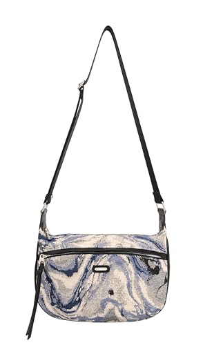 David Jones Paris – Umhängetasche – Tasche Herren Damen – Textil Baumwolle – Motiv Marmoriert – Stadt Arbeit Reise praktisch Unisex, blau, Medium von David Jones