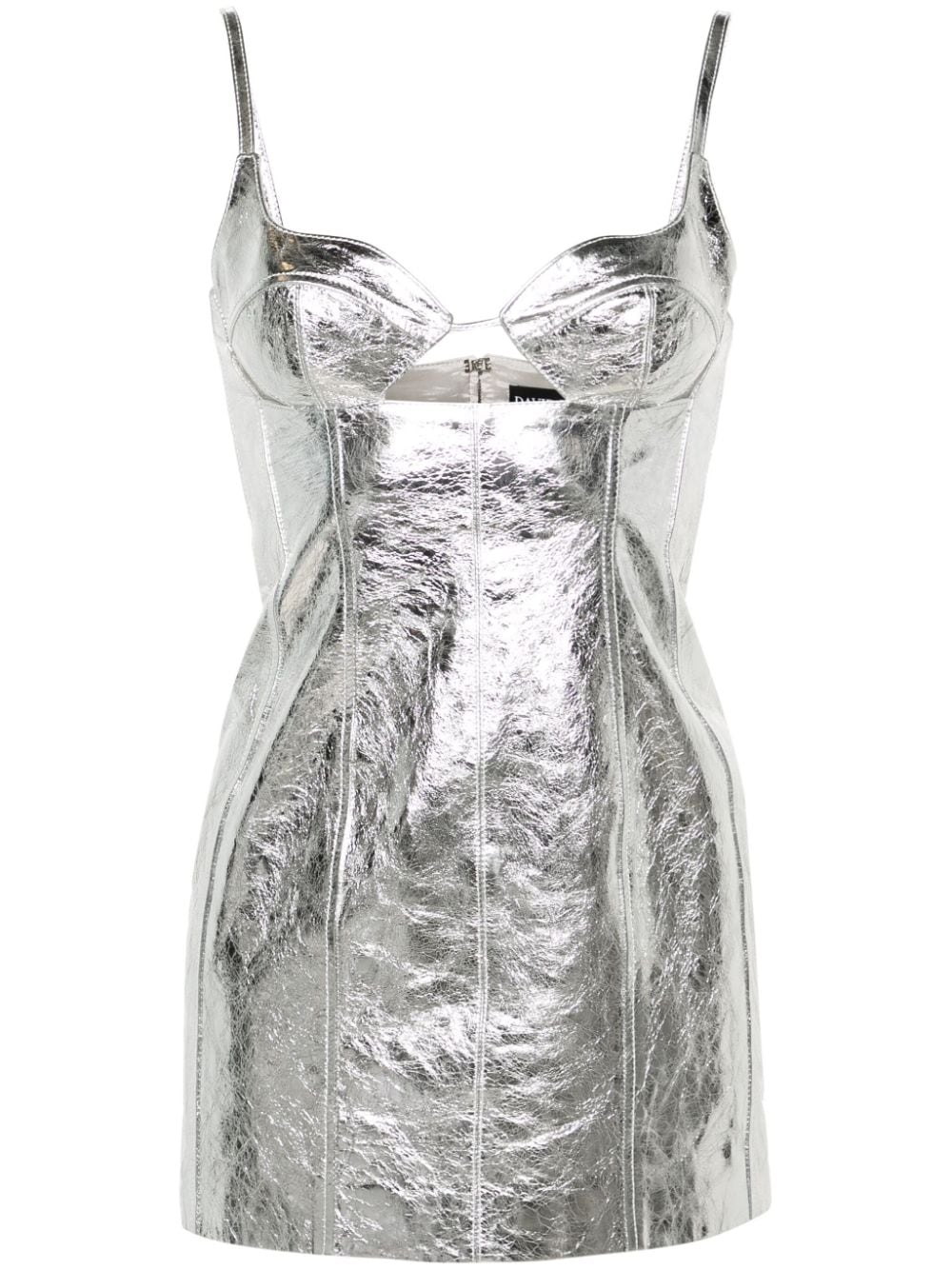 David Koma A-Linien-Minikleid aus Metallic-Leder - Silber von David Koma