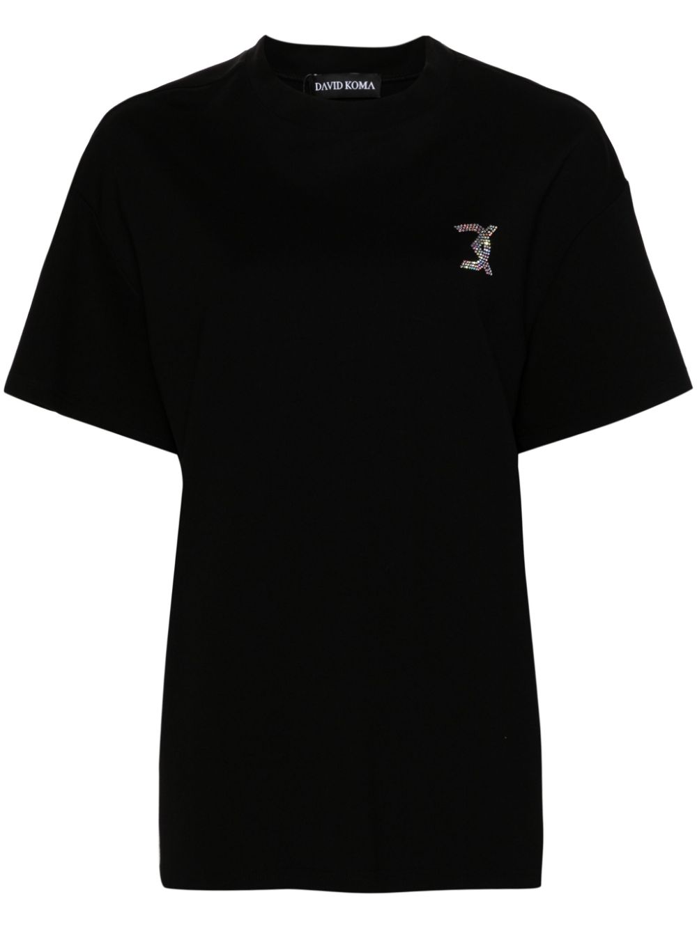 David Koma Jersey-T-Shirt mit Hotfix-DK-Logo - Schwarz von David Koma