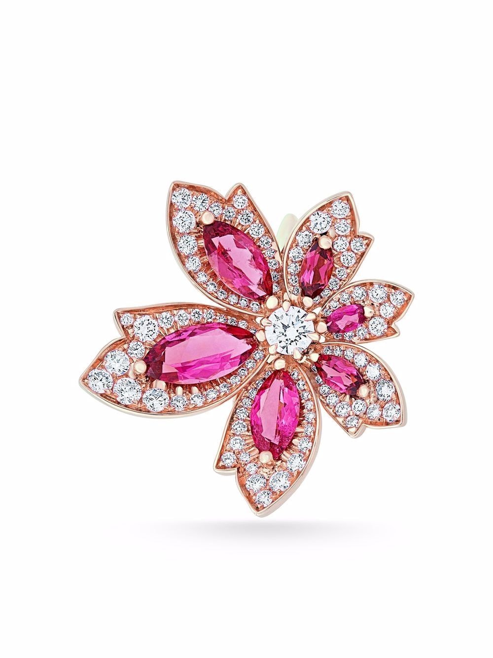 David Morris 18kt Rotgoldring mit Diamanten - Rosa von David Morris