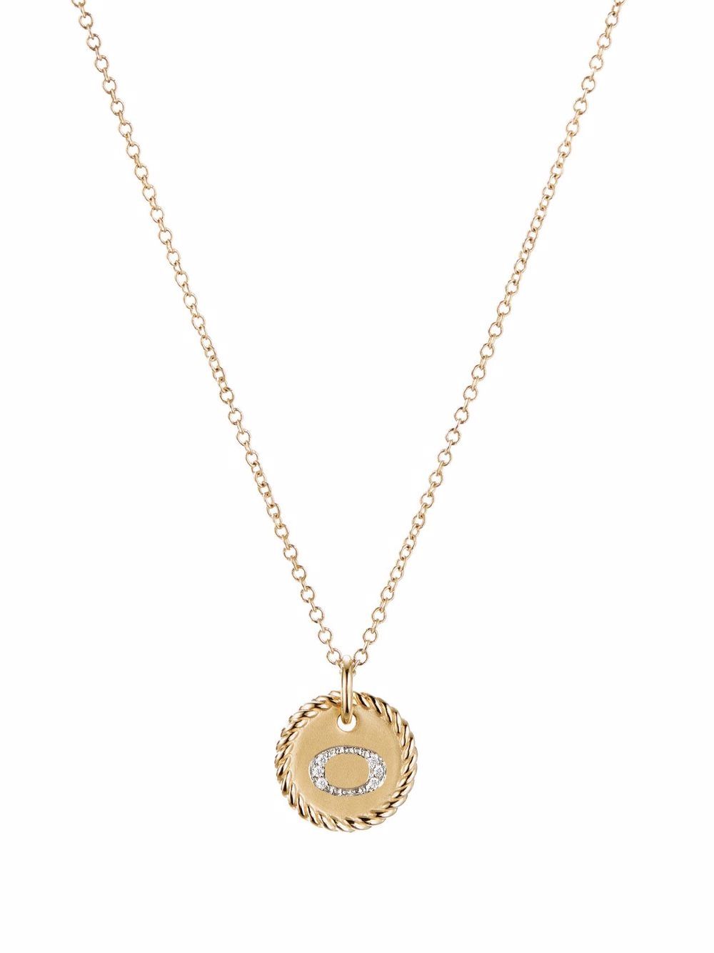 David Yurman 18kt O Initial Charm Gelbgoldhalskette mit Diamanten von David Yurman