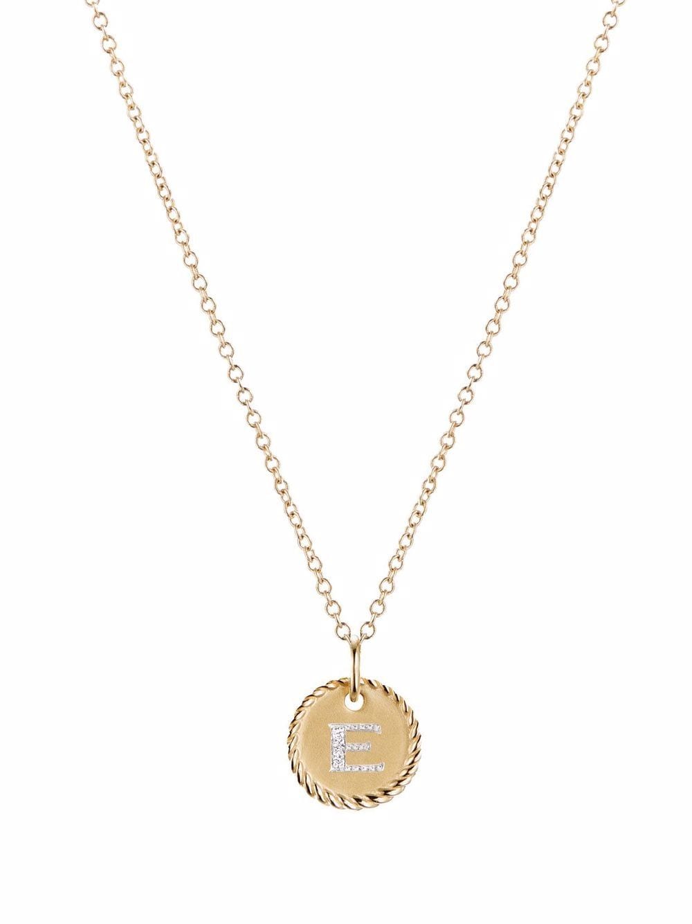 David Yurman 18kt E Initial Charm Gelbgoldhalskette mit Diamanten von David Yurman