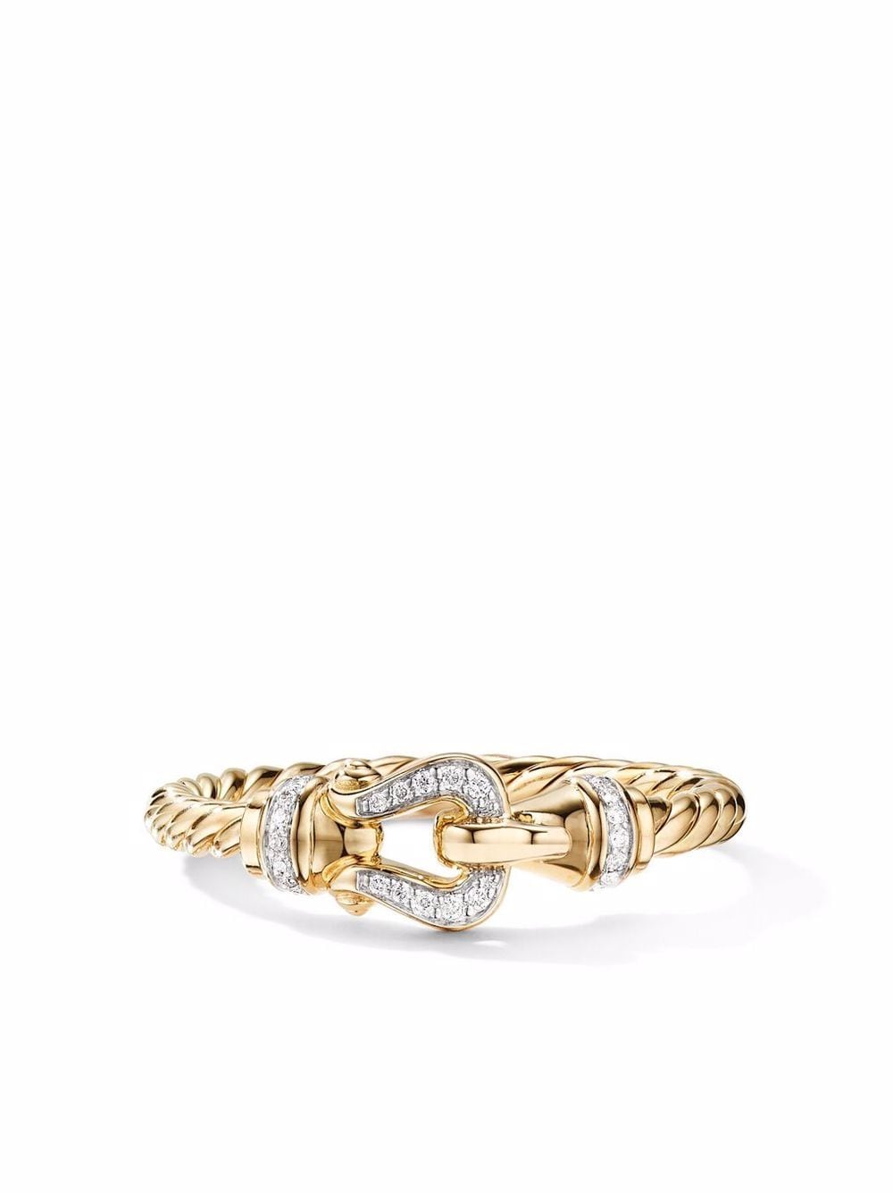 David Yurman 18kt Petite Buckle Gelbgoldring mit Diamanten von David Yurman