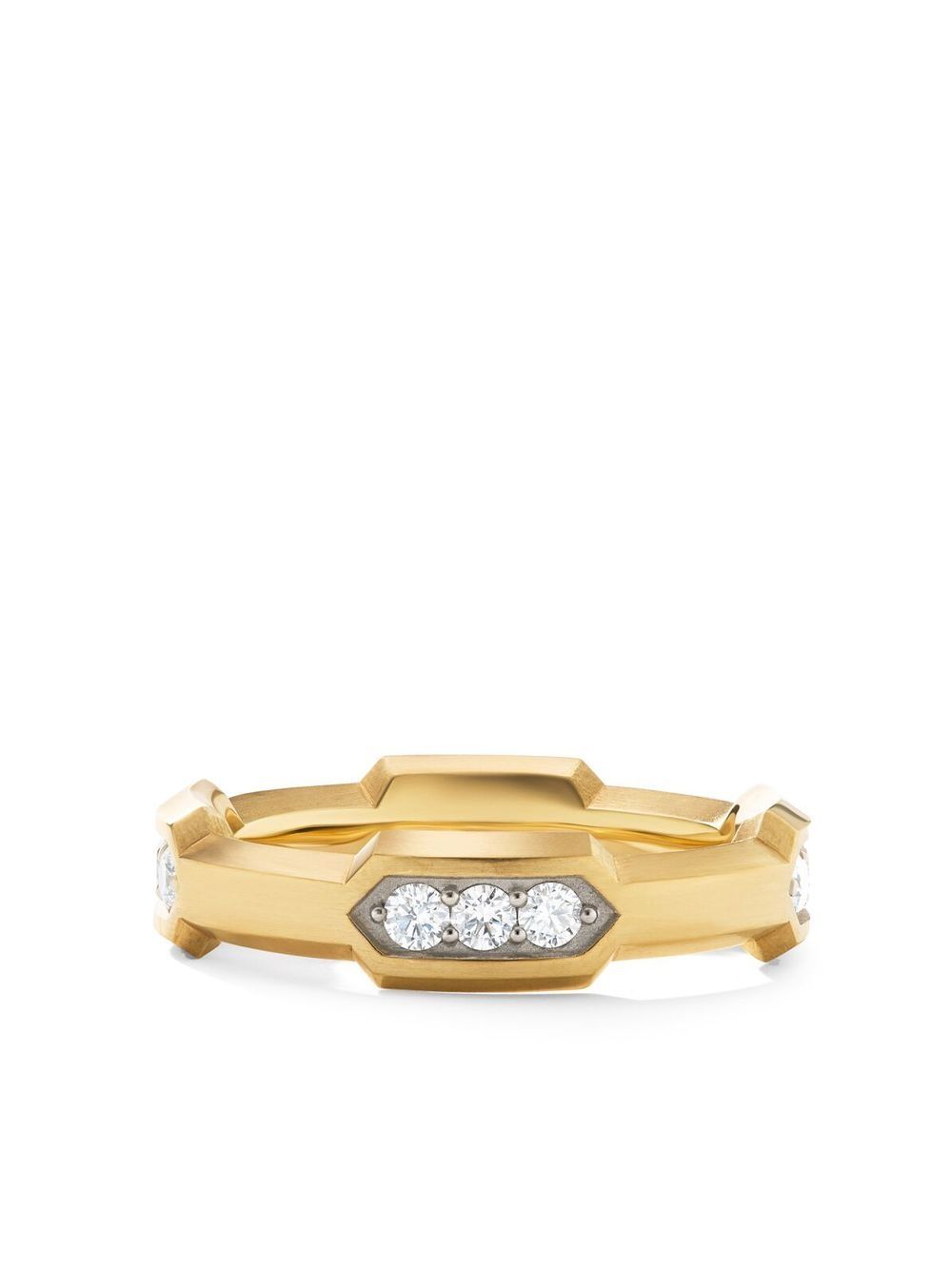 David Yurman 18kt Hex Gelbgoldring mit Diamanten von David Yurman