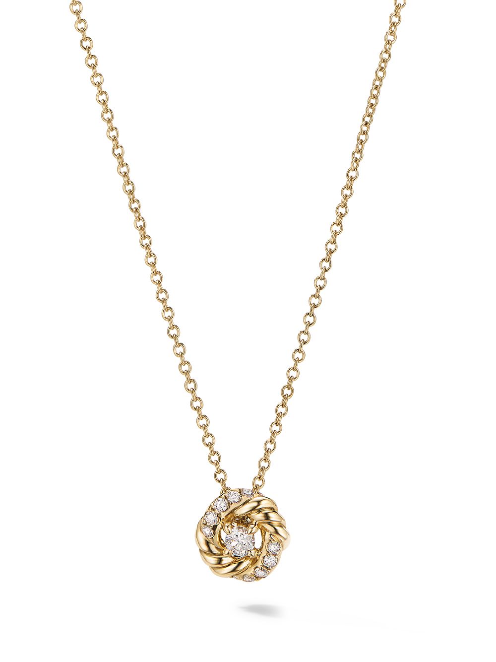 David Yurman 18kt Petite Infinity Gelbgoldhalskette mit Diamanten von David Yurman