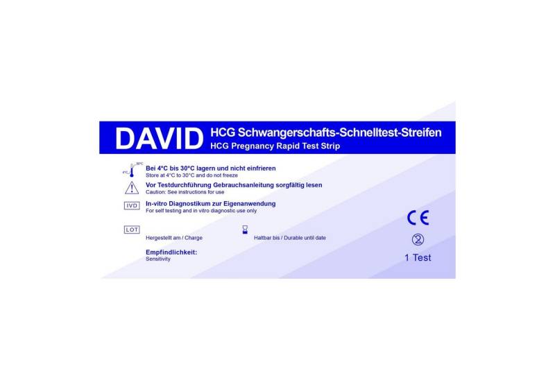David Schwangerschafts-Teststreifen 5 x David Schwangerschaftstest Streifen 10miu/ml von David