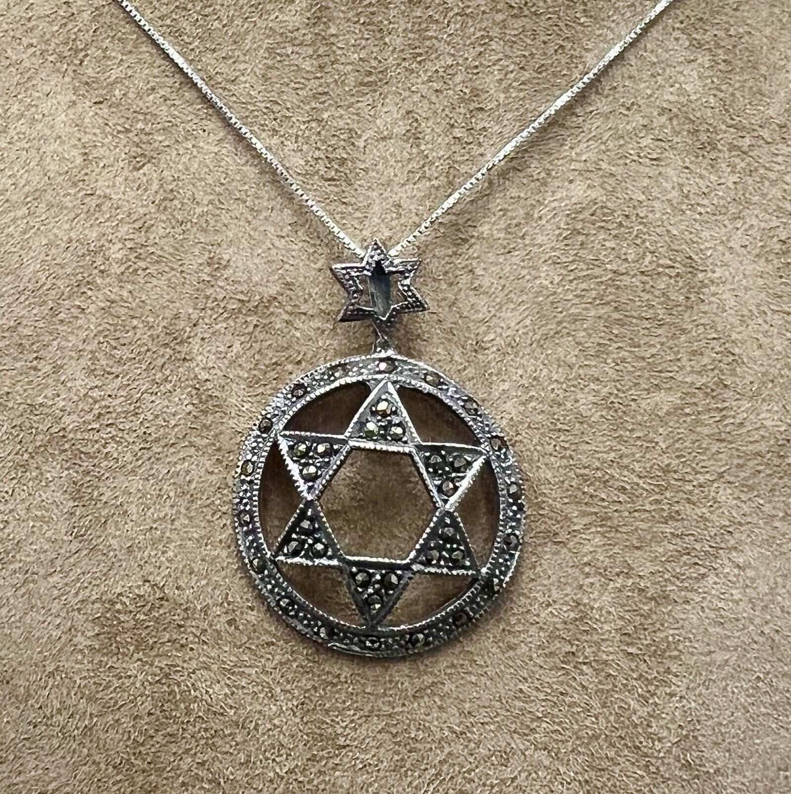 Markasit Davidstern Halskette, Sterling Silber Anhänger Mit Kette von DavidMorGems