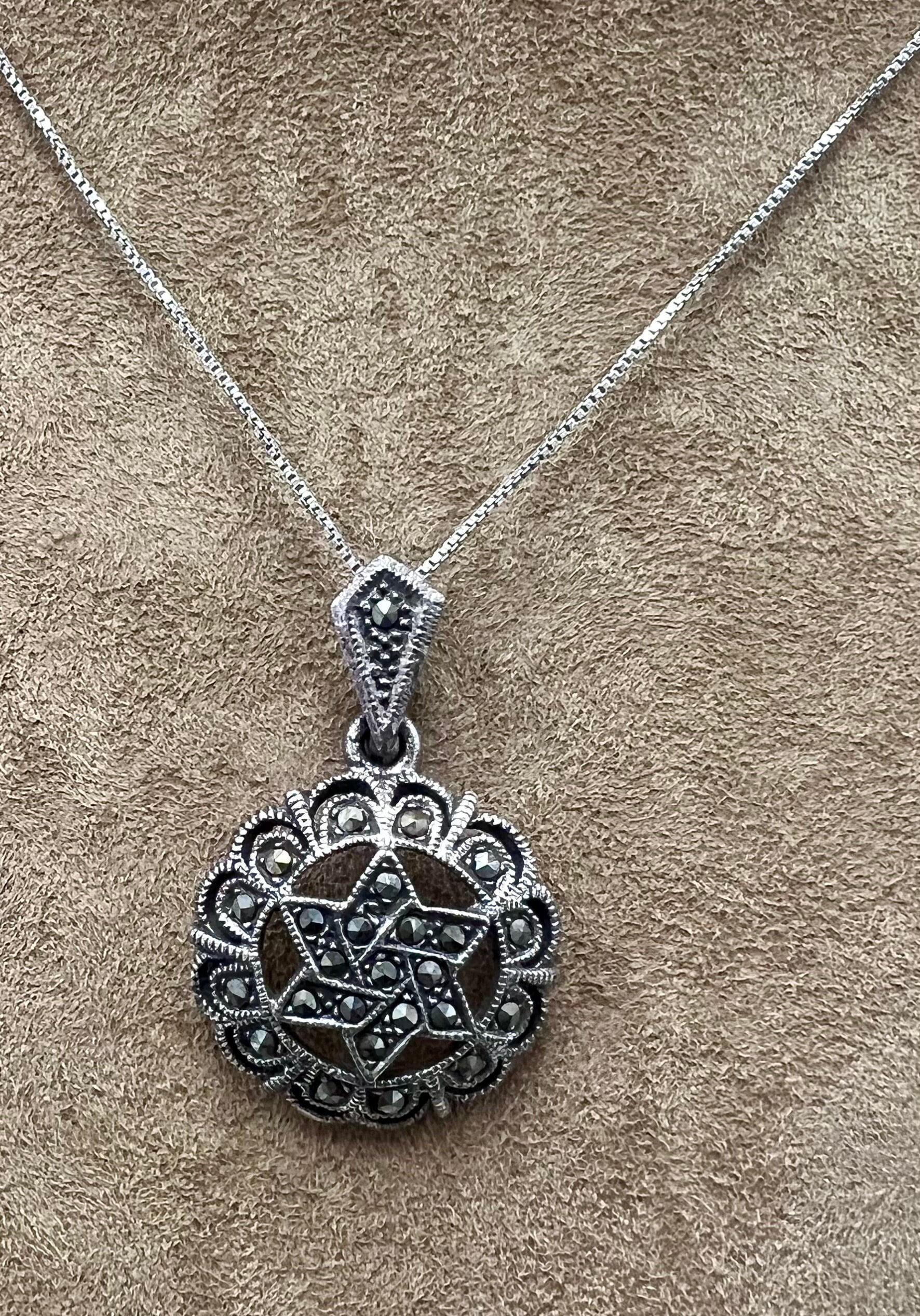 Oxidierte Markasit Davidstern Halskette, Sterling Silber Kette von DavidMorGems