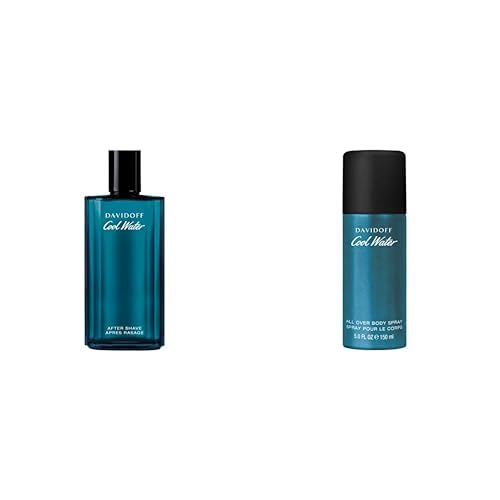 DAVIDOFF Cool Water Man After Shave Lotion, 125ml (1er Pack) & Cool Water Man Deodorant Natural Spray, All Over Body Spray, aromatisch-frischer Herrenduft, 150ml von Davidoff