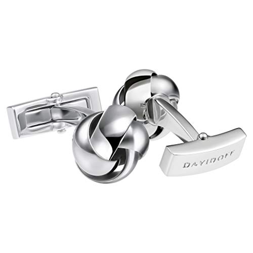 DAVIDOFF ESSENTIALS Manschettenknöpfe Silber – exklusive rhodinierte Messing Manschettenknöpfe – stilvolle Herren Accessoires in attraktiver Knoten-Form von Davidoff