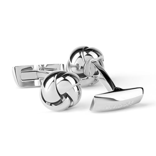 DAVIDOFF ESSENTIALS Manschettenknöpfe – exklusive rhodinierte/vergoldete Messing Manschettenknöpfe – stilvolle Herren Accessoires in Knoten-Form von DAVIDOFF