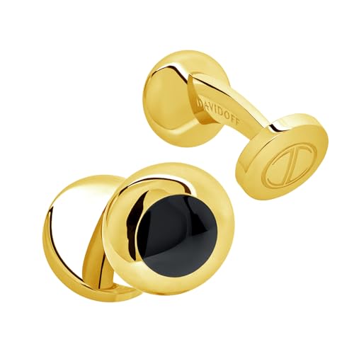 DAVIDOFF ESSENTIALS Mini Manschettenknöpfe – rhodinierte Messing Manschettenknöpfe rund – stilvolle Herren Accessoires für schlichte Eleganz von DAVIDOFF
