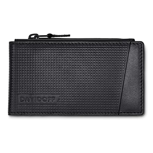 DAVIDOFF Paris Kartenetui mit Münzfach Schwarz – Moderne Brieftasche aus feinem Leder mit Prägung – Kreditkartenetui mit 4 Steckfächern, 1 Tasche und Fenster von DAVIDOFF