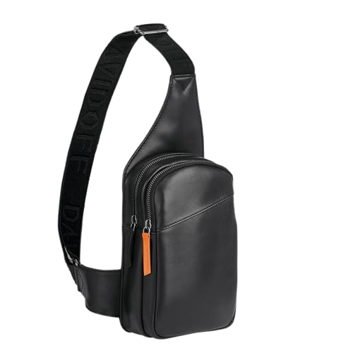 Davidoff ESSENTIALS Sling Bag Schwarz – moderne Herren Umhängetasche aus feinem Leder – hochwertiger Schulterrucksack mit Reißverschluss von Davidoff