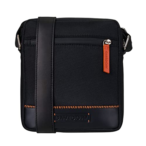 Davidoff HOME RUN Herren Umhängetasche Schwarz – moderne Beuteltasche aus veganem Material – hochwertige kleine Herren Tasche mit Reißverschluss von Davidoff