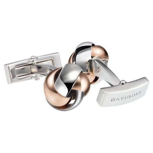 DAVIDOFF ESSENTIALS Manschettenknöpfe Silber/Roségold – exklusive rhodinierte/vergoldete Messing Manschettenknöpfe – stilvolle Herren Accessoires in Knoten-Form von Davidoff