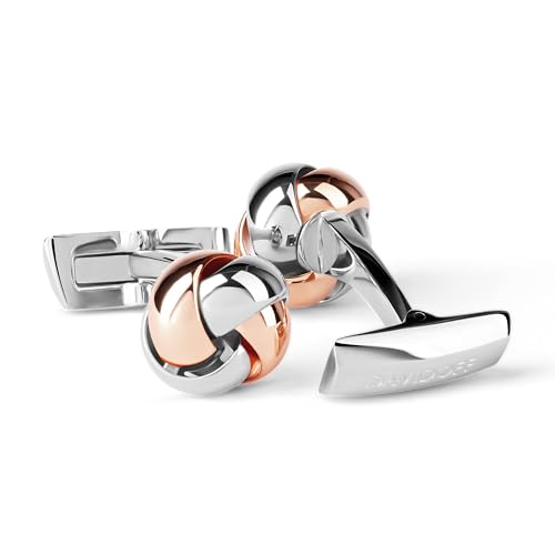 DAVIDOFF ESSENTIALS Manschettenknöpfe Silber/Roségold – exklusive rhodinierte/vergoldete Messing Manschettenknöpfe – stilvolle Herren Accessoires in Knoten-Form von DAVIDOFF