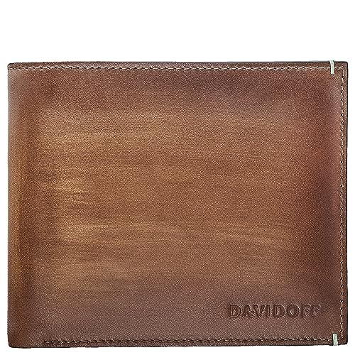 Davidoff Venice Herren Portemonnaie Cognac – Elegante Brieftasche aus feinem Leder mit Ombre-Effekt – edle Herren Geldbörse mit 3 Steckfächern, 2 Taschen und Münzfach von Davidoff