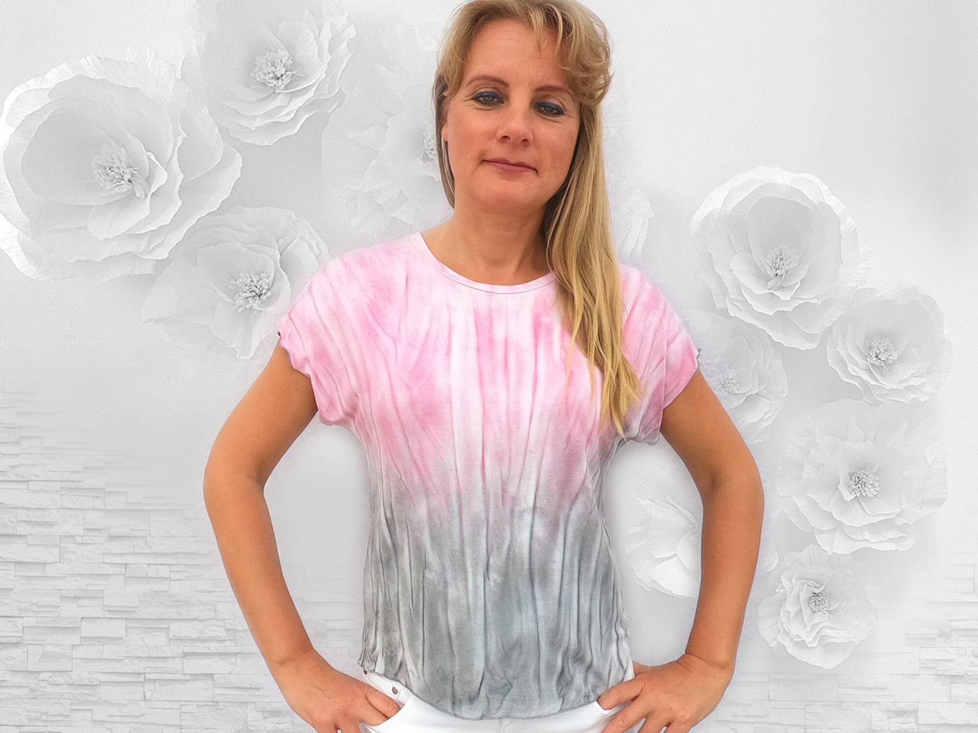 Big Tunika Shirt in Rosa-Grau & Jeansblau M-L-xl A-Form - Für Damen Handgefertigtes Unikat Big Tunika Shirt in Rosa-Grau & Jeansblau M-L-xl A-Form - Für Damen Handgefertigtes Unikat von DavidovStoffDesign
