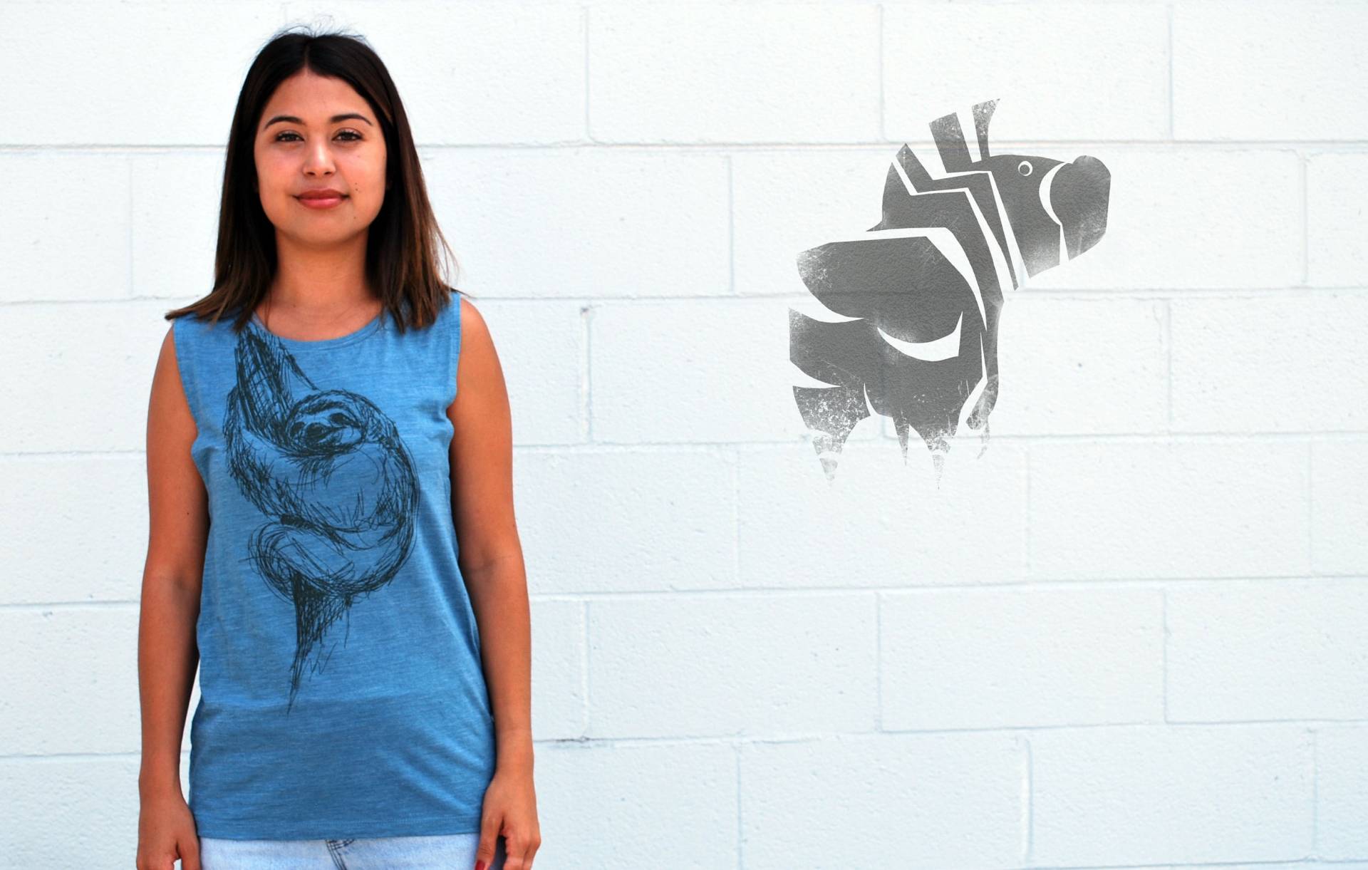 Damen Faultier Tank - Flowy Slotte Muskel von DavidsDoodlesShop