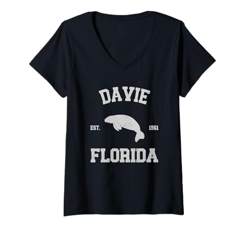 Damen Davie T-Shirt mit V-Ausschnitt von Davie, Florida FL Designs 0825