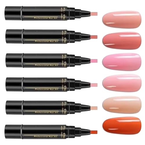 Nagellackstifte Set, 6 Farben Nagellackstift Schnelltrocknend Für Nägel, 3 In 1 Nagelkunststifte Maniküre Kit, Langhaltendes Gel Nagellack Stift Set Ohne UV Lampe Für Mädchen Und Frauen (5ml) von Davivian