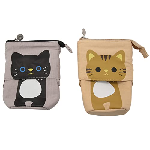 Dawafit 2 StüCk Stand Store Stifthalter Katze Teleskop Bleistift Organizer Kosmetikbeutel Make-Up Tasche Briefpapier Stift Fall Box von Dawafit