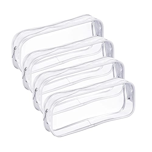 Dawafit 4 StüCke Klar PVC ReißVerschluss Stift MäPpchen, GroßE KapazitäT Bleistift Beutel Make-Up Tasche mit ReißVerschluss für Schule BüRo Material () von Dawafit