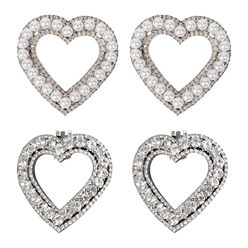 Dawafit 4 handgefertigte Perlenkristalle für Damen, Brautschuh-Clips, Hochzeitsschuhe, Kristall-Dekorationen, Metall-Schuhschnalle, Einheitsgröße, Eisen von Dawafit