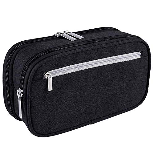 Dawafit MäPpchen, Groß Volumige MäPpchen Beutel Halter Kosmetik Make-Up Beutel Kabel Beutel Beutel mit Mehreren FäChern für SchüLer BüRo Erwachsene, Schwarz von Dawafit
