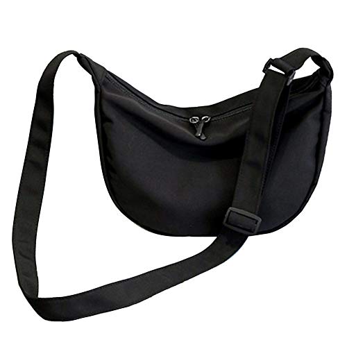 Daweglop Einfache Nylon UmhäNgetasche Damenmode One Shoulder Dumpling Bag Student UmhäNgetasche Schwarz von Daweglop