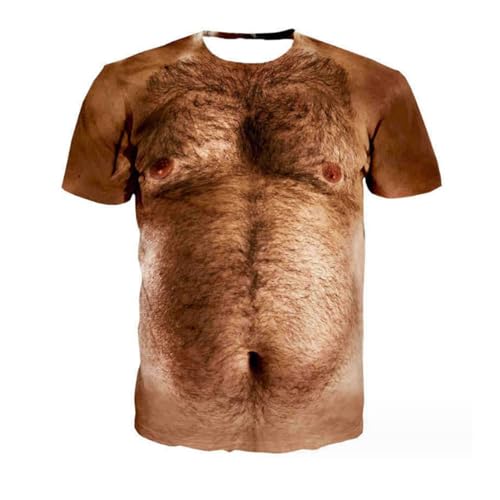 Dawery Hairy Chest Printed 3D Men Women Short Sleeve Funy Originality Crewneck Streetwear Summer T-Shirt XXL von Dawery