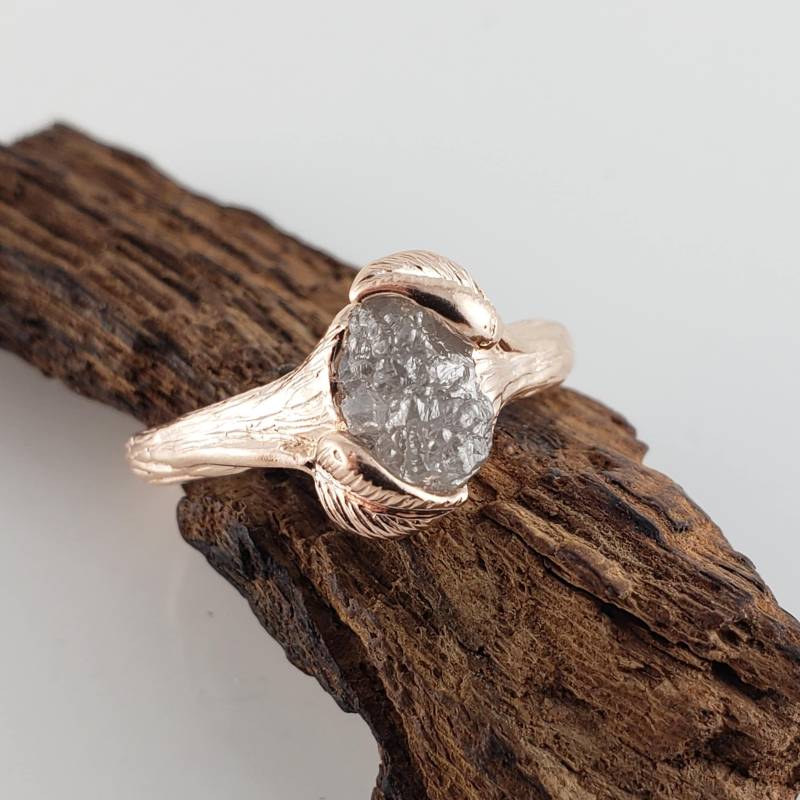 14K Rose Gold Oval Blatt Und Zweig Verlobungsring Von Ed Jewelry Designs von DawnVertreesJewelry