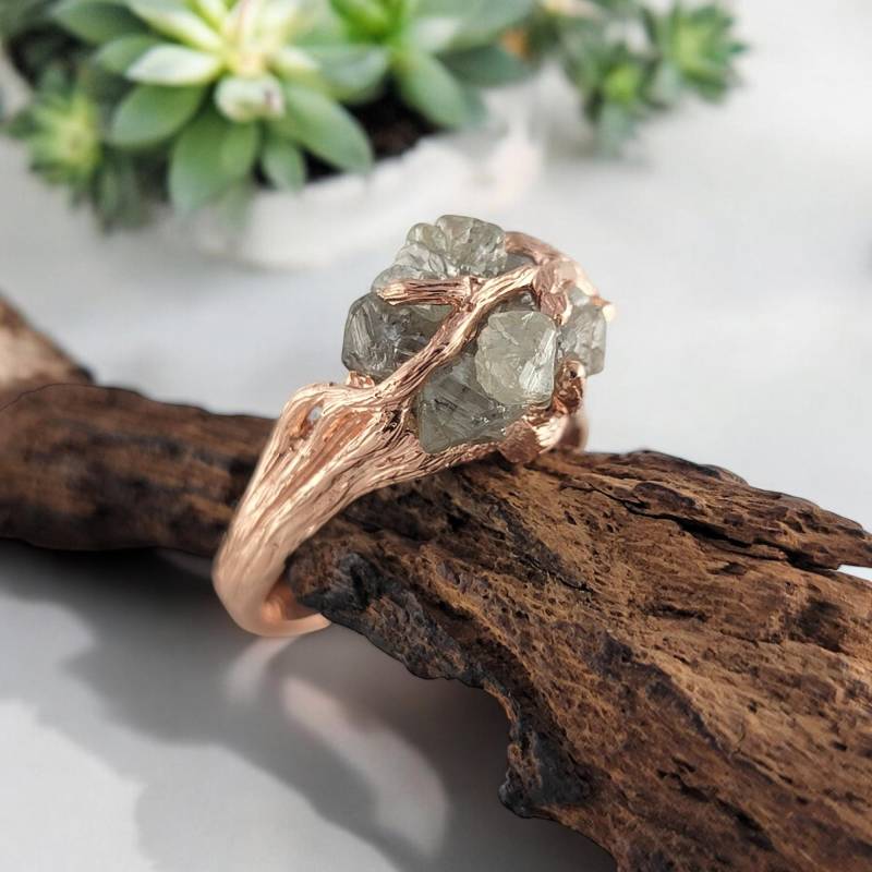 Einzigartiger Rohdiamant Verlobungsring, Natürlicher Zweig Hochzeitsschmuck Von Eddj Jewelry Designs von DawnVertreesJewelry
