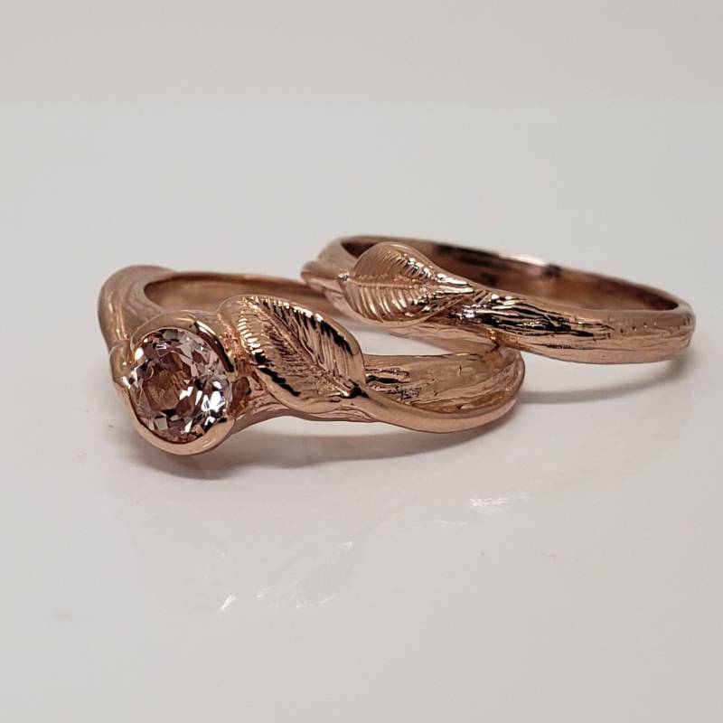 Rose Gold Blatt Und Zweig Verlobungsring - Geburtsstein Edelstein Schmuck Von Dv Jewelry Designs von DawnVertreesJewelry