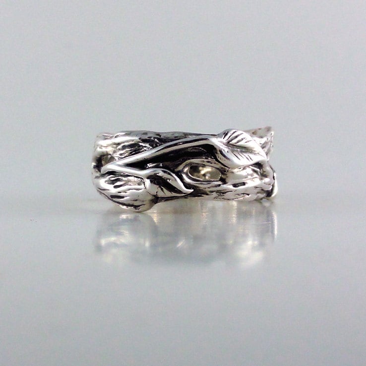 sterling Silber Zweig Hochzeitsring Von Der Natur Inspirierter Blattring von DawnVertreesJewelry
