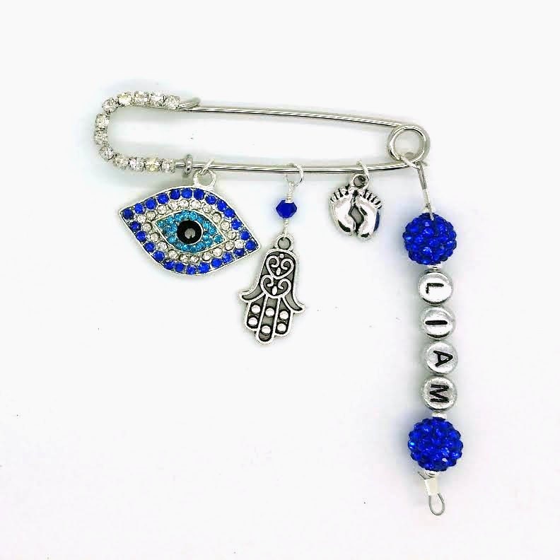 Kinderwagen Pin, Böses Auge Baby Böser Blick Baby, Hamsa Sicherheitsnadel, Baby-Dusche-Geschenk, Windel Tasche Pin von DawnbJewelry