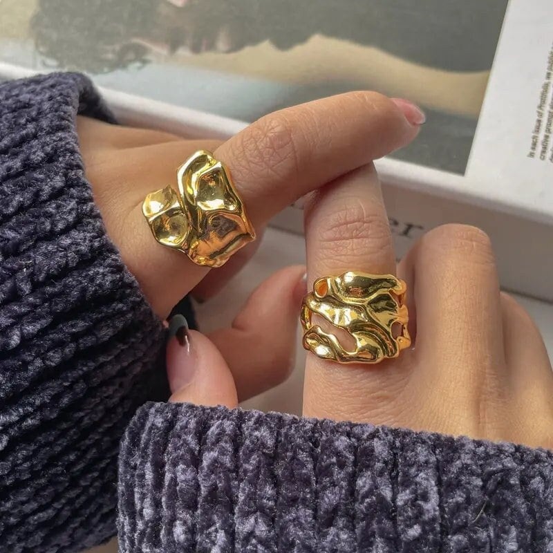 24K Vergoldete Chunky Ringe, Coole Ringe Für Frauen, Boho Ring Geschenk Freund, Statement Ring, Verstellbarer Stapelbarer Sie 24K Vergoldete Chunky Ringe, Coole Ringe Für Frauen, Boho Ring Geschenk Freund, Statement Ring, Verstellbarer Stapelbarer Sie von DawningGoods