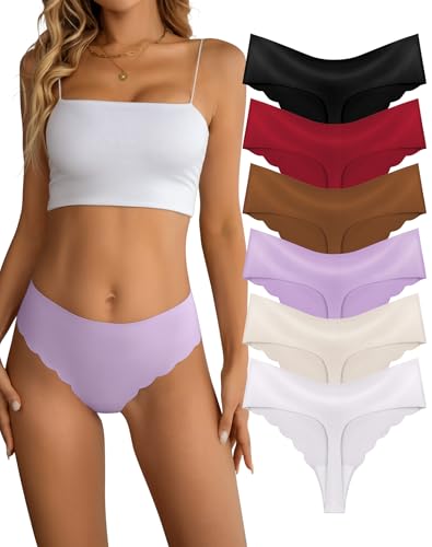 Dawnrole Seamless Tanga Damen Unterwäsche Frauen Invisible Seamless Slips Damen 6er Pack von Dawnrole