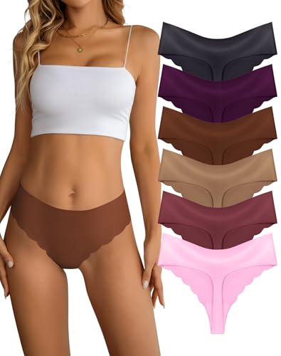 Dawnrole Seamless Tanga Damen Unterwäsche Frauen Invisible Seamless Slips Damen 6er Pack von Dawnrole