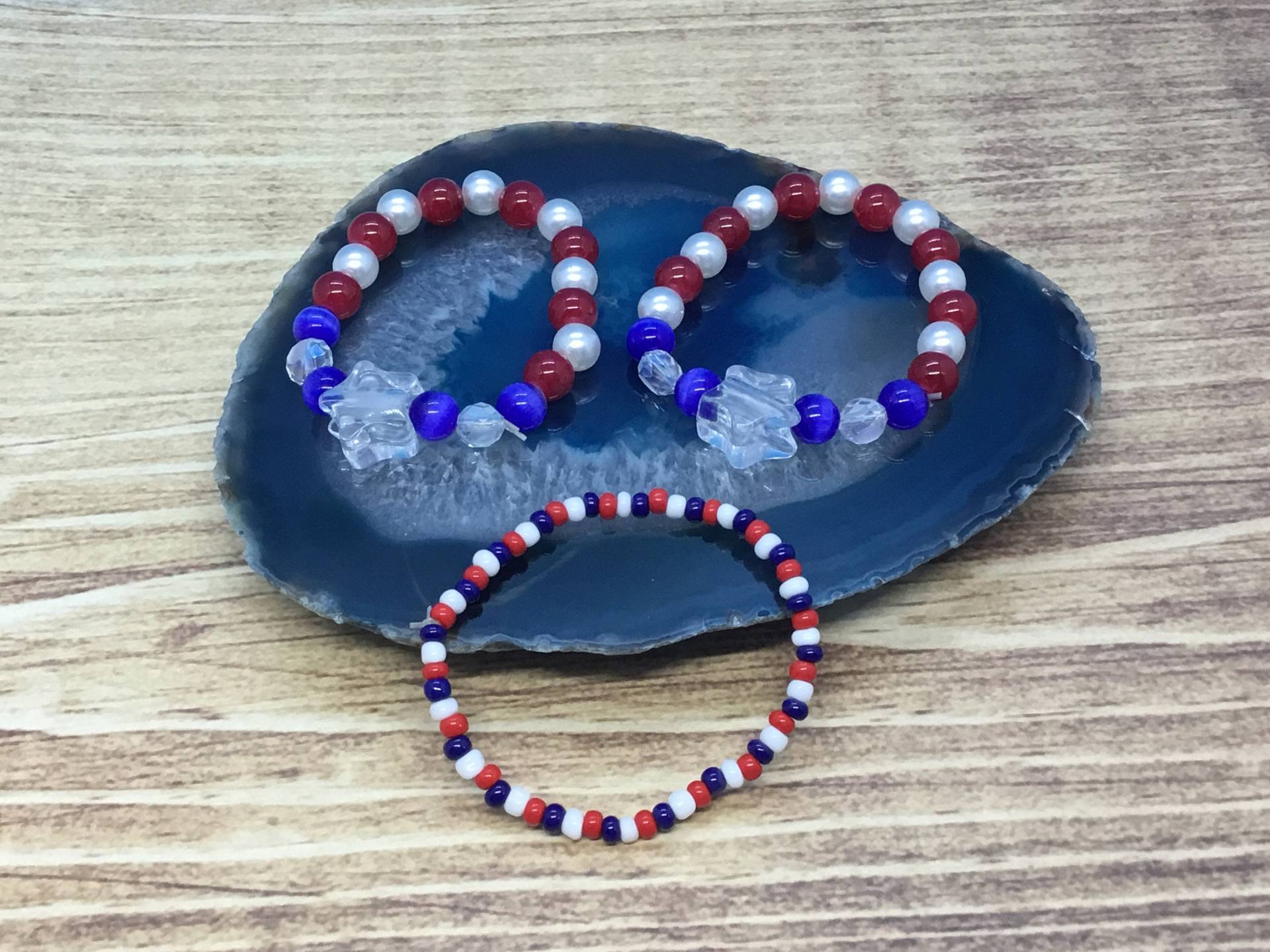 Bunt Patina Perlen Stretch Armband Set Handgemachter Schmuck von DawnsBeadsDesigns