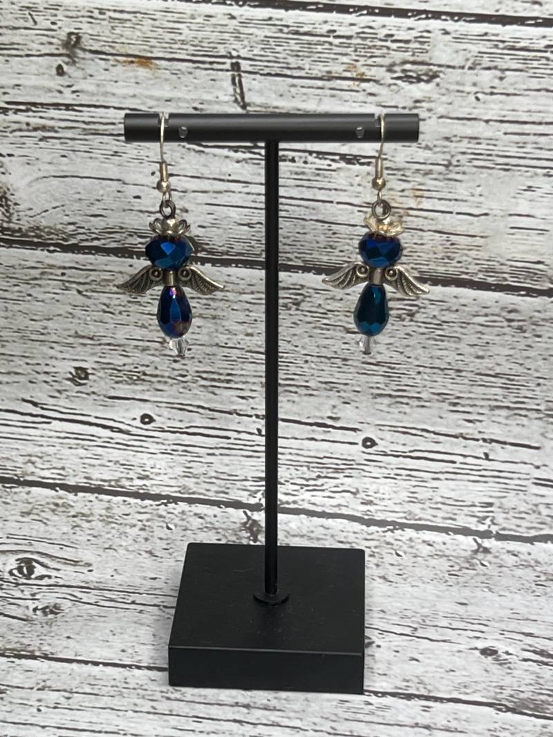 Handgemachte Engel Ohrringe Saphir Kristall Perlen Ohrringe von DawnsBeadsDesigns