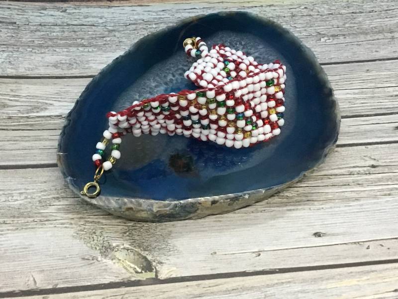 Handgemachte Weihnacht Perlen Armband Gewebter Urlaub Schmuck von DawnsBeadsDesigns