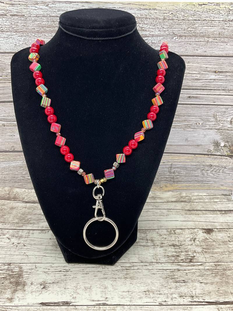 Handgemachtes Perlen Schlüsselband Regenbogen Lehrer Lanyard, Brillenhalter von DawnsBeadsDesigns